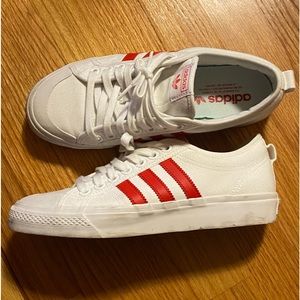 Adidas Skateboarding Nizza Sneakers. Size 8. White/Red